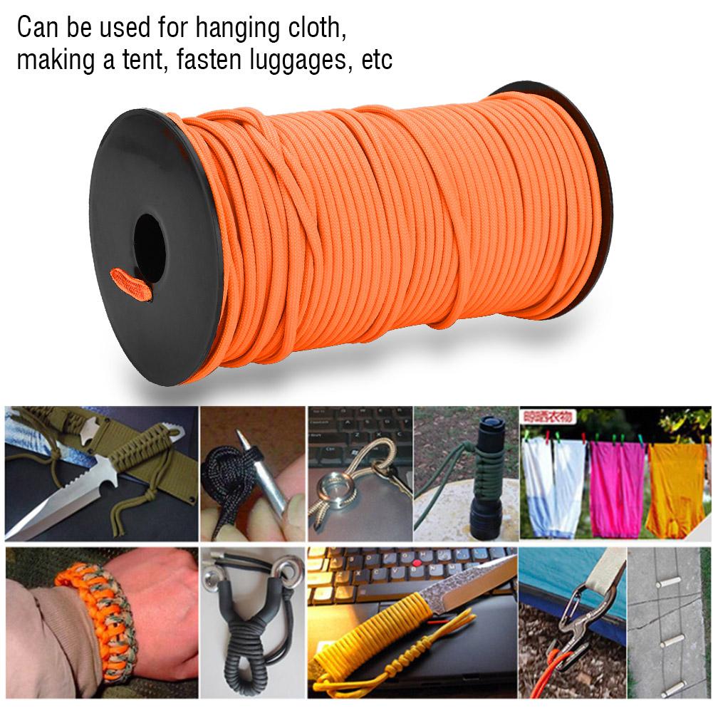 100m 9 Strands 4mm Heavy Duty Parachute Cord Lanyard String Cloth Line Camp Rope (Orange)