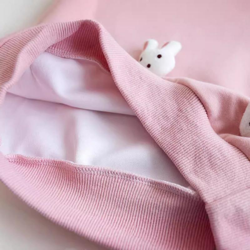 Roupa Infantil Estilo Coreano Moletom Feminino Inverno Nova Moda Crianças Desenho Animado Coelho 3D Moletom Primavera Outono Blusa Casual Uso Diário