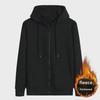 Men's Gray Thick Velvet Hooded Sports Cardigan - Autumn/Winter Casual Large Size Jacket
