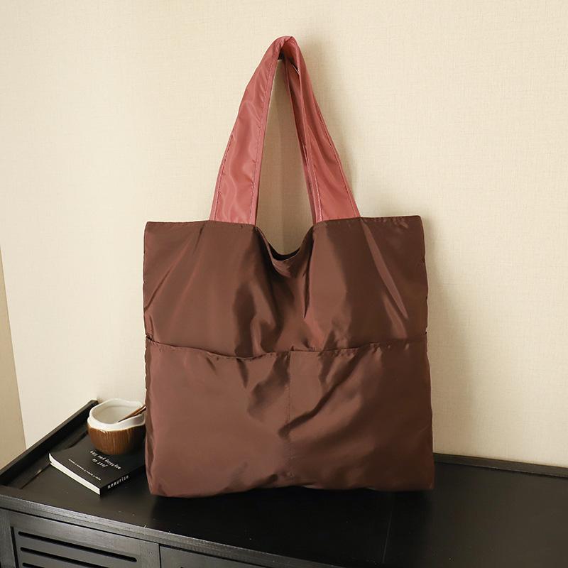 Japanese-Style Foldable Cloud Bag: Portable, Large-Capacity, Waterproof Shoulder & Handheld Grocery Bag with Zipper.