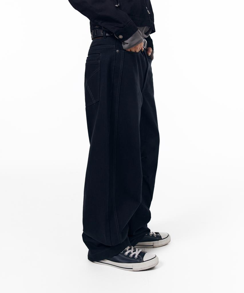 AAKAM Kpt Semi Wide Denim Pants (Black)