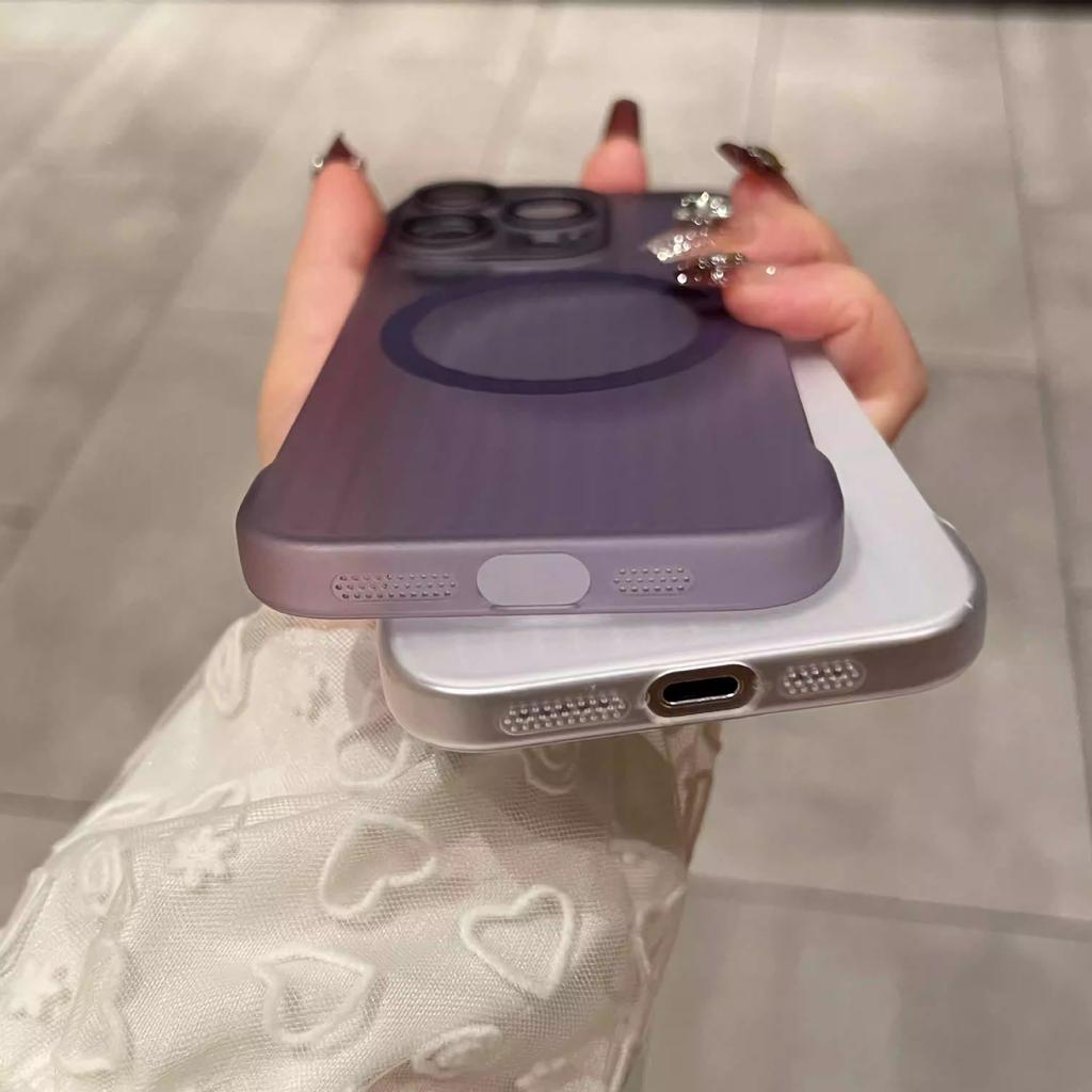 Applicable To IPhone16ProMax Corrugated Magnetic Frameless Mobile Phone Case Apple 15 Anti Fall Ultra Thin Protective Case 14