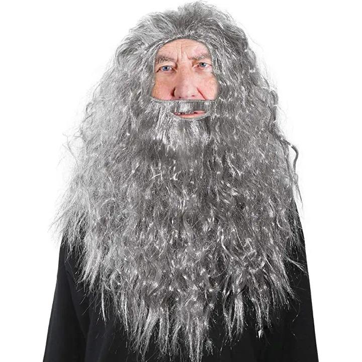 Vánoční Cosplay Hobbit Gandalf Cosplay Paruka Set na vousy Čelenka pro fanoušky Pána prstenů Party Sváteční dekorace DIY