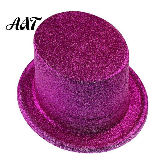 Decorative Props for Holiday Displays Shiny Top Hats, Glitter Hat Adult Kids, Colorful Magician Hat, Victorian Dress Up Christmas Stylish Wide
