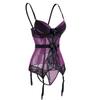 Sexy Lingerie Set Loungewear Cute Erotic Extreme Sexy Competition Leotard One Size Purple [SENMHS] 4-piece [Top, Shorts, Garter, Stockings]