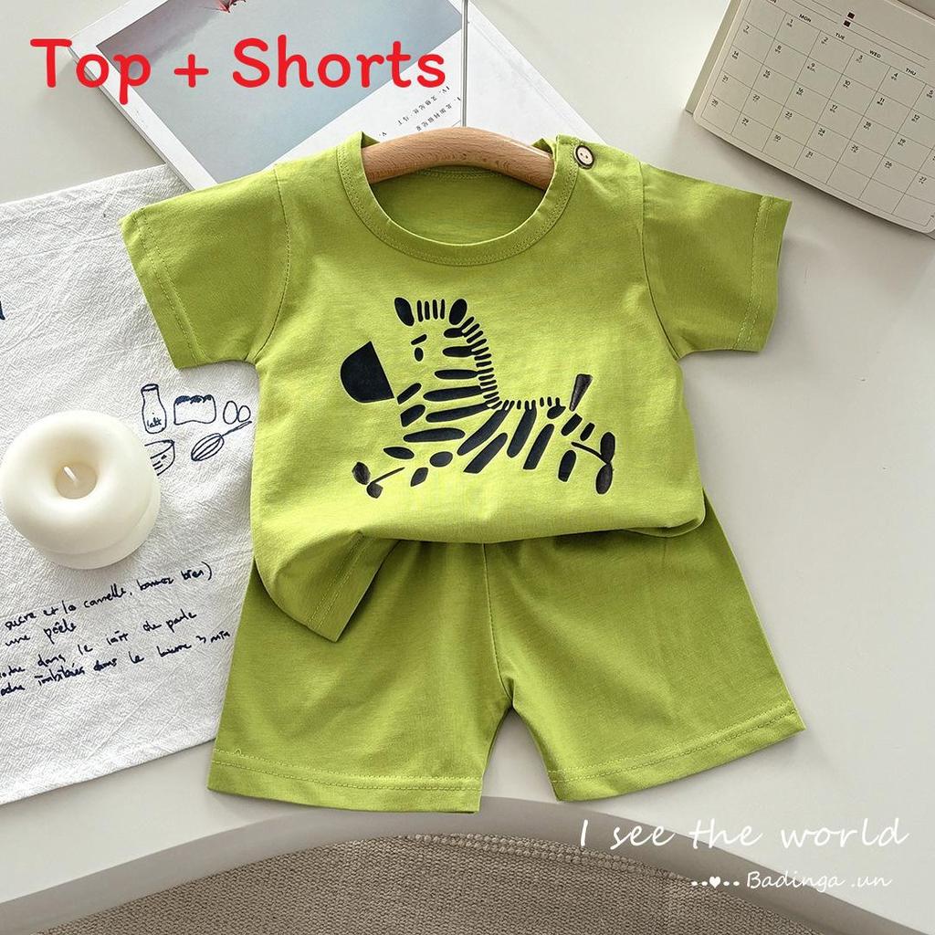 Children Pure Cotton Short Sleeve Two Piece Set For Toddler Summer Comfort