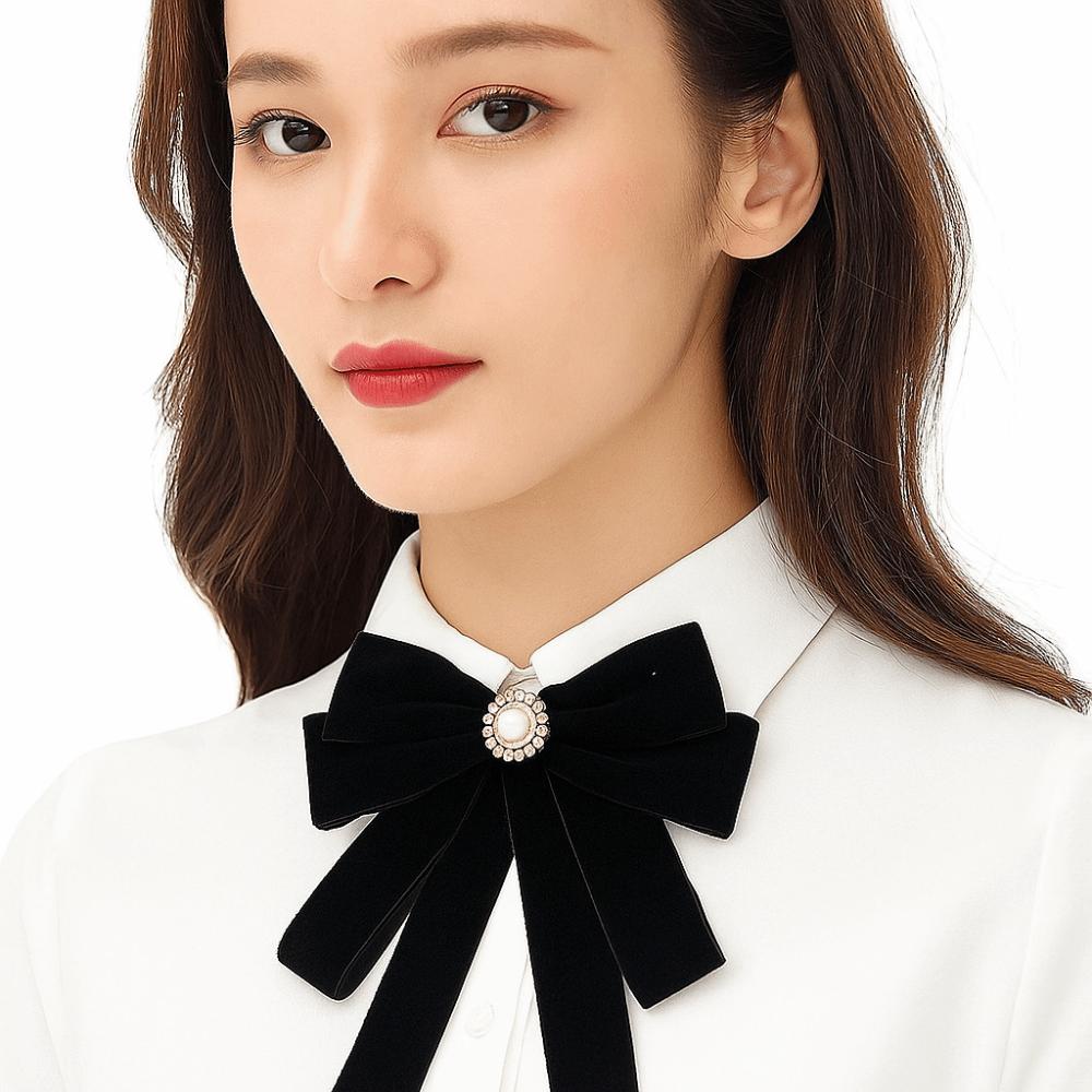 Velvet Black Ribbon Pin Beads Funerals Memorial Pin Sparkling Ribbon Badge Brooch Men