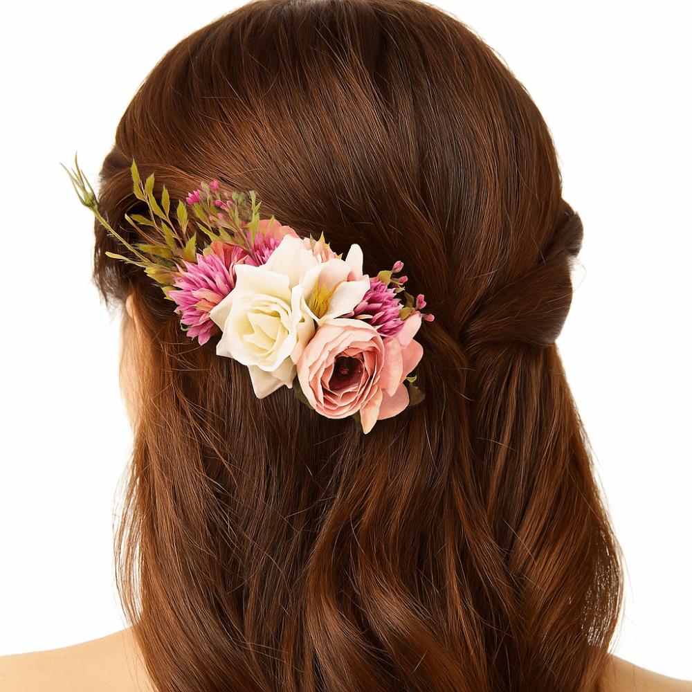 Multicolor Flower Hair Combs Cloth Thai Toothed Insert Comb Fashion Bridal Hairpin  Wedding
