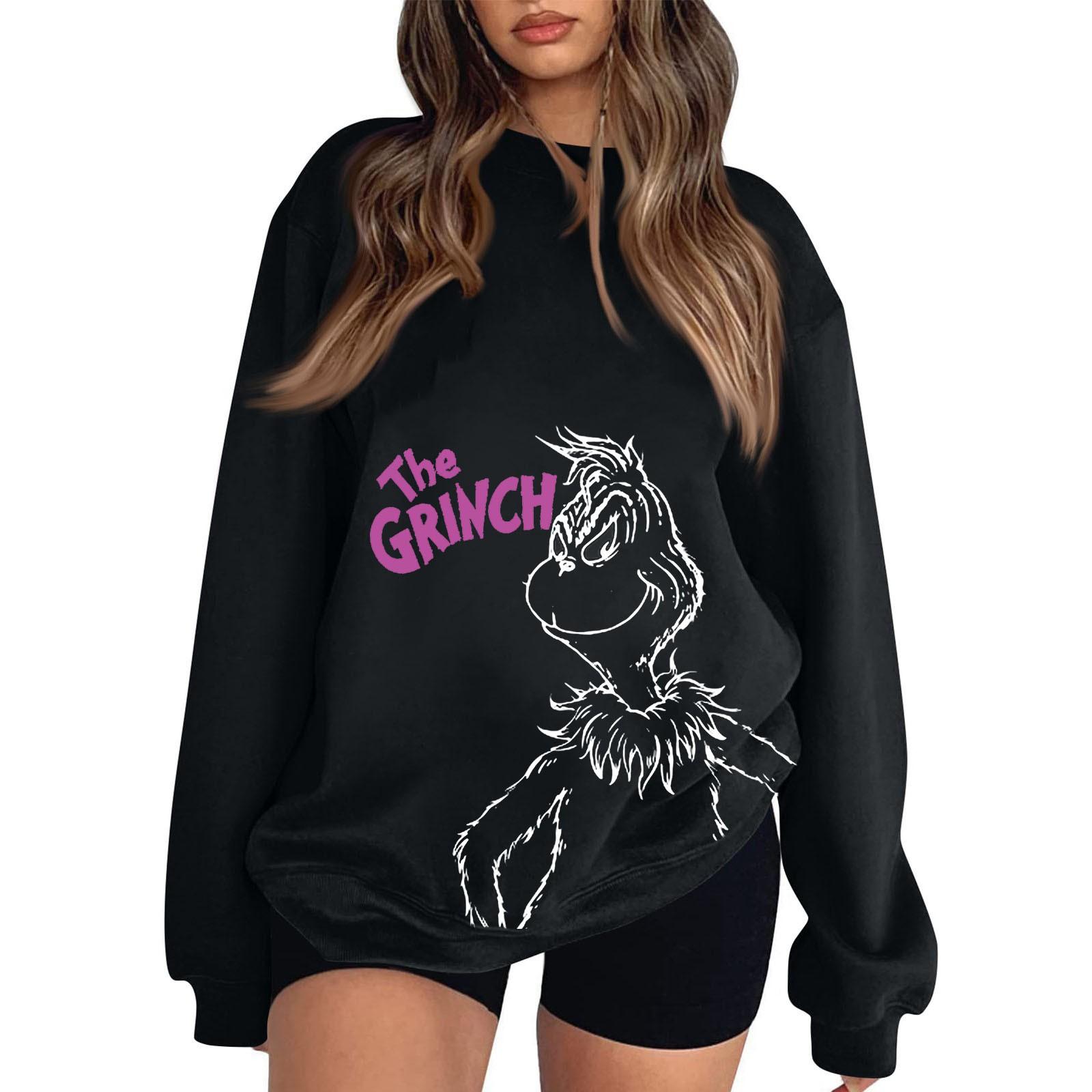 

Женская модная повседневная толстовка с длинными рукавами и круглым вырезом с принтом S чёрный