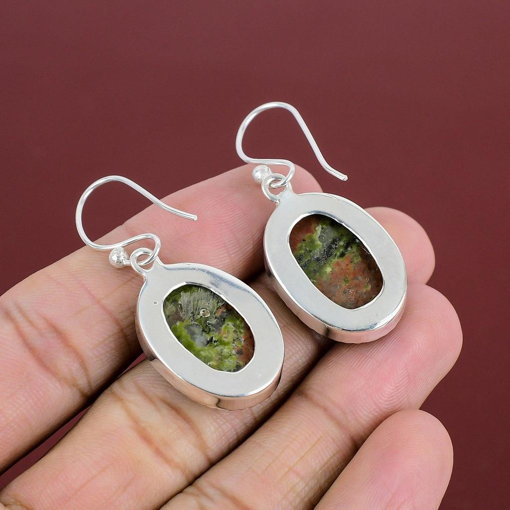 Unakite Earring 925 Sterling Silver Earring Handmade Earring Unakite Real Gemstone Jewelry Brand New Earring Anniversary Gift Silver Jewelry