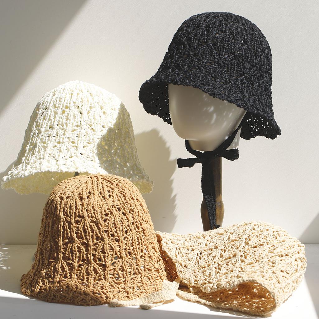 Women Bucket Hat Summer Hollow Out Thin Breathable Sun Hat Female Beach Panama Cap Fold Outdoor Japanese Lesure Fishierman Cap