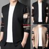 Long Sleeves Pockets Thickened Warm Cardigan Sweater Men Autumn Winter Patchwork Color