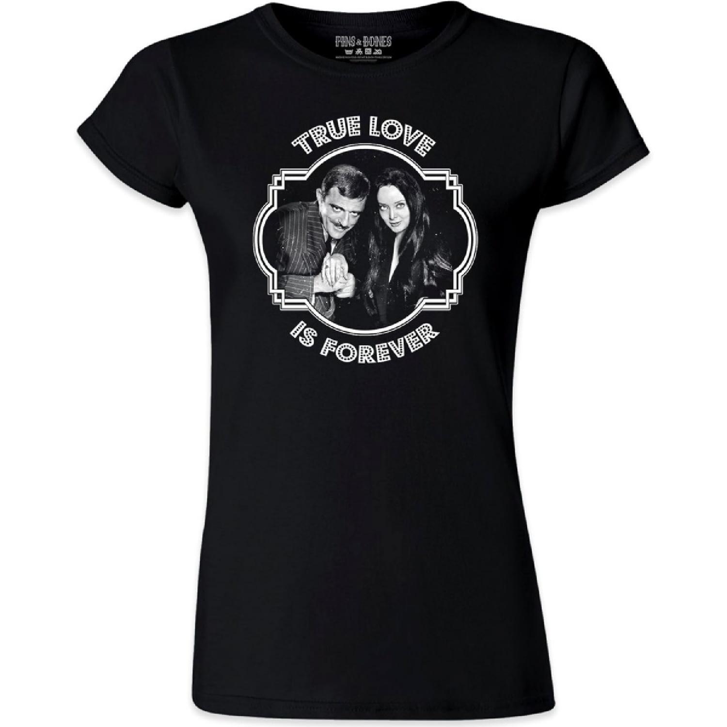 Pins & Bones True Love is Forever Women s Morticia Gomez Addams Family T Shirt S