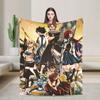 Natsu Erza Lucy Happy Blanket Velvet Spring Fairys Tails  Portable Lightweight Thin Throw Blanket for Home Couch Rug Piece