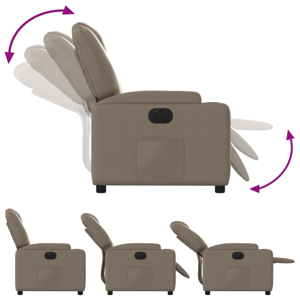 Electric Recliner Chair Cappuccino Brown Faux Leather
