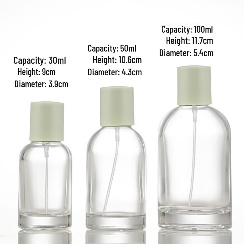 50ml Transparent Glass Perfume Spray Bottle with Bayonet Press, Refillable and Portable.