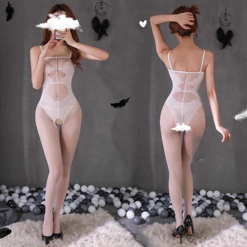 Bright Lingerie Women's Passion Set: Sexy Transparent Fishnet Open Crotch Three-Piece.