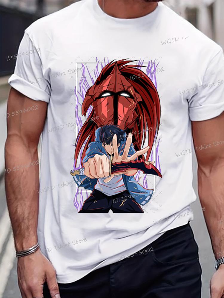 Anime Solo Leveling Tričko Vtipná grafika Sung Jin-Woo Pánské oblečení Krátký rukáv O-výstřih Topy Komiks Solo Leveling Bílá trička