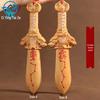 Dragon & Tiger Peach Wood Cinnabar Tianshi Sword Pendant with Five Emperor Coins