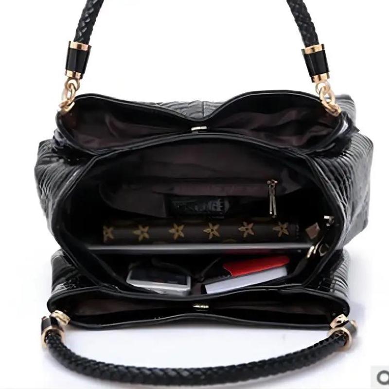 Borsa da donna grande capacità borsa da viaggio giornaliero borsa a tracolla da donna stampa coccodrillo borsa a mano con faccia luminosa shopping