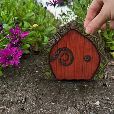 Wooden Fairy Door Miniature Fairy Garden Decoration Elf Dwarf Mini Door for Yard Art Garden Wall Tree Fence Decor