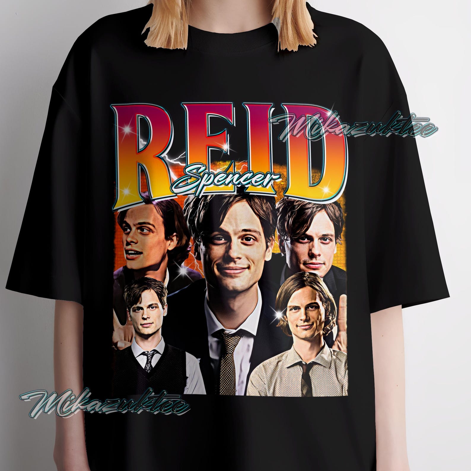 Spencer Reid Vintage Style Graphic Tee, Faded Retro Design L