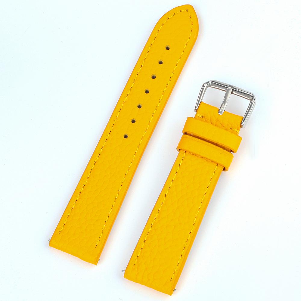 

Litchi Pattern Leather Strap 16mm 18mm 19mm 20mm 22mm Quick Release Watch Band Women Men Yellow Red Black Watchband Accessories 22mm жовтий