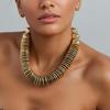 Statement Gold Beaded Necklace Handmade for Woman Girl Wedding Party Jewelry