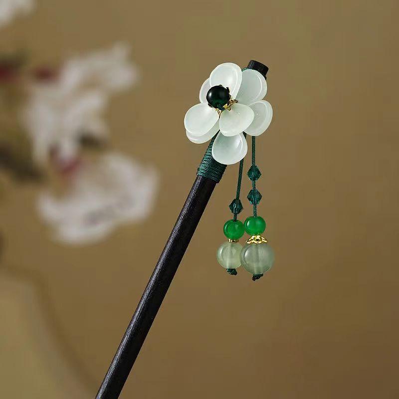 Grampo de Cabelo com Borla de Sândalo de Alta Qualidade para Penteados Updo de Hanfu Cheongsam