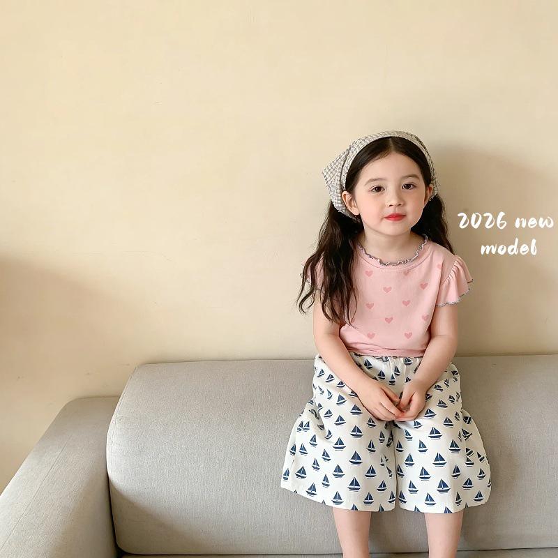 Floral Ruffled Baby Girl T-Shirt and Pants Set - 2026 Summer Collection