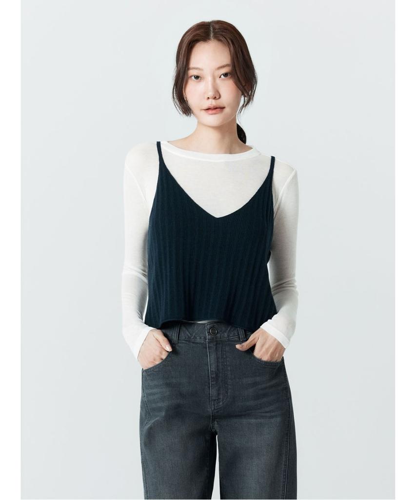 Theatg 26Ss Fox Wool Blended Bustier Navy