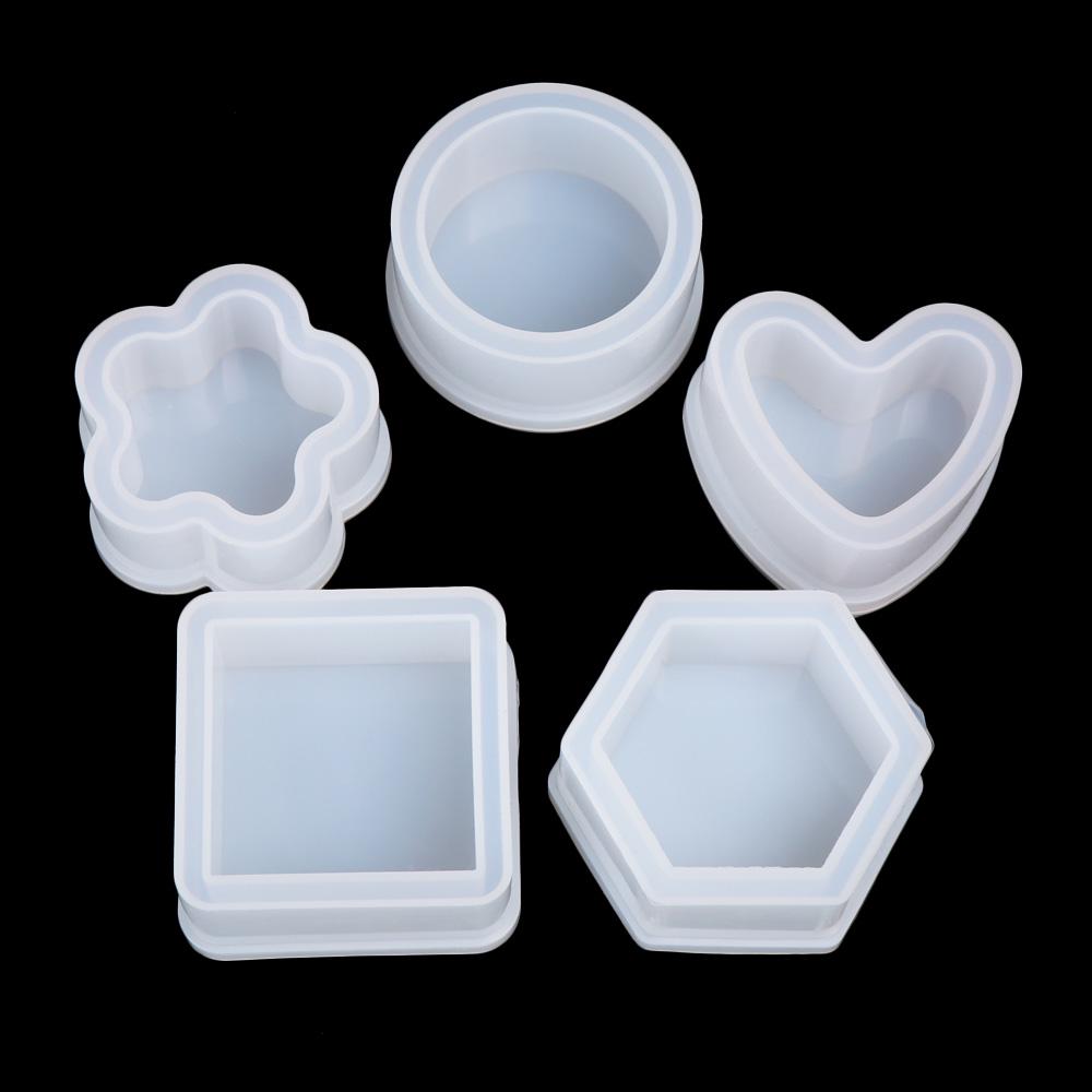 Hexagon Round Hand Made Tools Epoxy Resin Crystal Glue Storage Box Molds Silicone Casting Mould