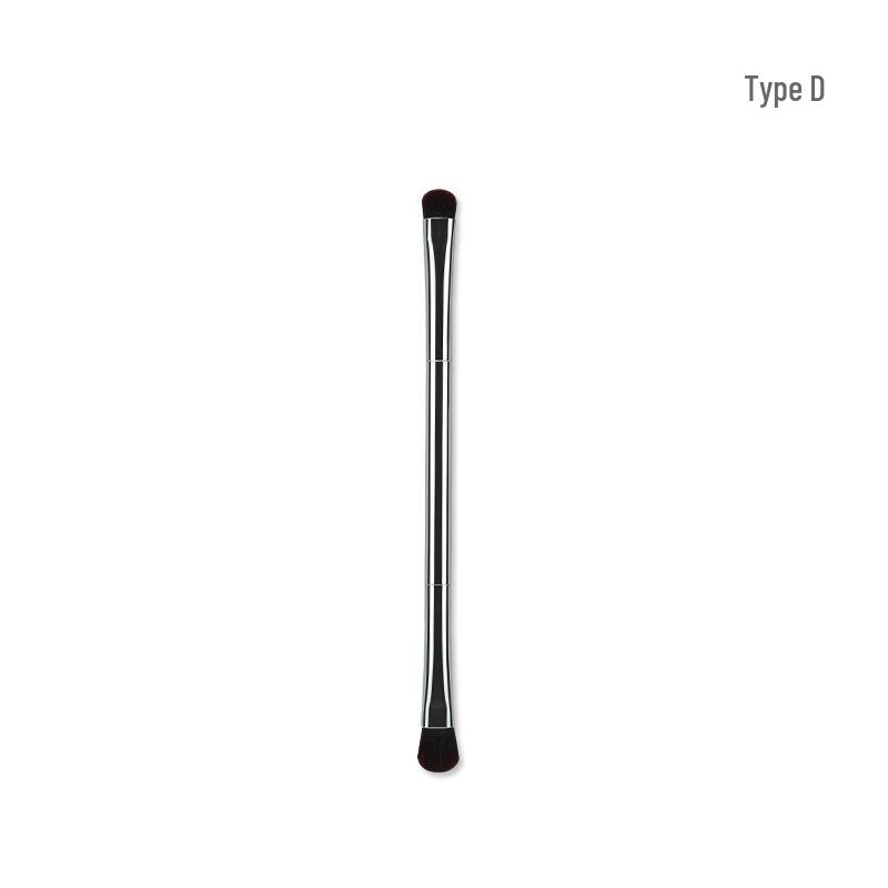 Przenośny srebrny dwustronny pędzel do cieni do powiek, korektora, eyelinera i brwi z miękkim włosiem