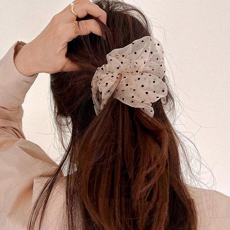 Akcesoria do włosów, Organza w kropki, Duży pierścień jelita grubego, Gumka do włosów.