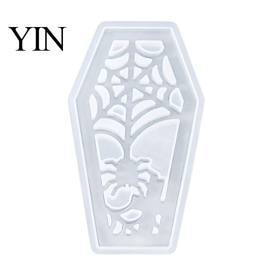 Lampshade Silicone Mold Halloween Coffins Mold, DIY Hollow Ghost Spider Bat Theme Molds Crafts Gypsum Cement Epoxy Resin Casting Food Grade