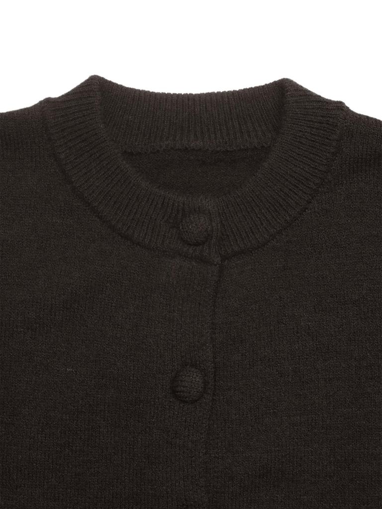 Autumn/Winter 2026 Knit Cardigan - Simple Commute Style, Solid Color, Round Neck, Loose Fit, Drop Shoulder Sweater Coat.