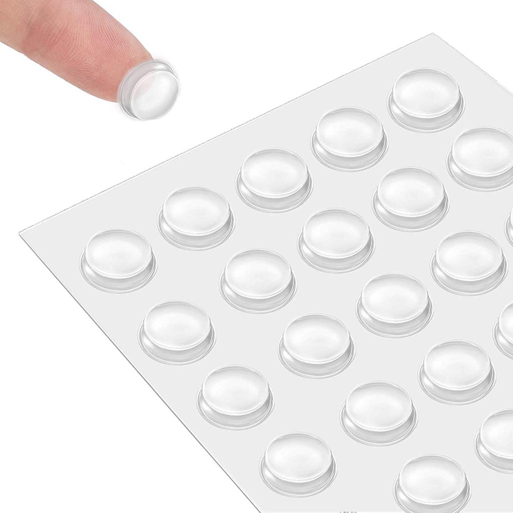 Silicone 200 Pcs Cabinet Door Bumpers Round, Self Adhesive Bumpers | 3/8" Diameter Clear Cupboard Door Drawer Bumpers, Noise Dampening, Ideal for Kit