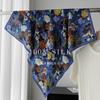 Vintage oil painting 111 mulberry silk double crepe silk scarf women's light luxury blue scarf scarf scarf square scarf