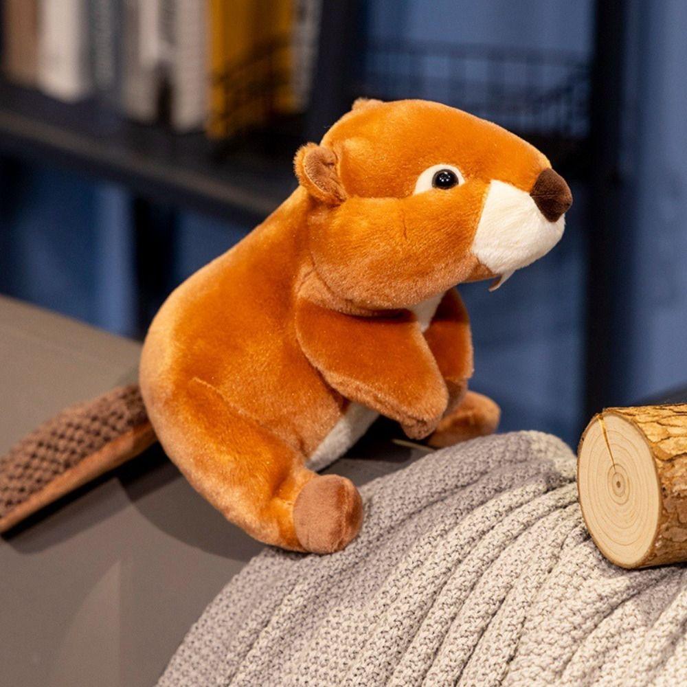 PP Cotton Simulation Beaver Doll Soft Animals Cartoon Funny Dolls Beaver Plush Toys  Children Gir