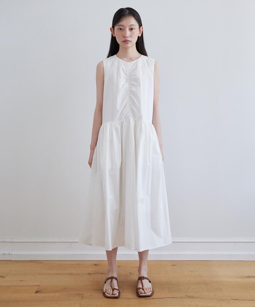 Step Around Pleated Sleeveless One-Piece_White
