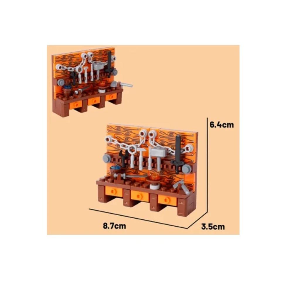 MOC Medieval Building Blocks Set Accessories Smithy Bedroom Table Bar Furniture Kitchen Assembly Boy Toy Mini Bricks K027 DIY