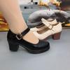 Shallow thick heel round head Mary Jane shoes autumn new soft sole medium heel single shoes casual shoes