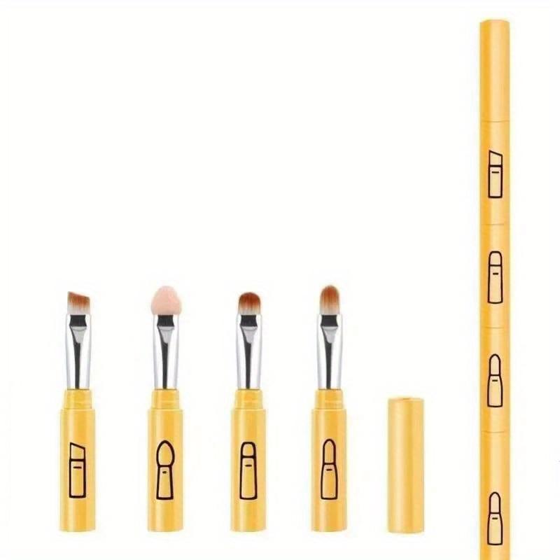 4Pcs/set 4 IN 1 Multifunctional Makeup Brushes Set Makeup Gadget Detachable Lip Eyeshadow Brush Sponge Eyeshadow Brush for Home Travel