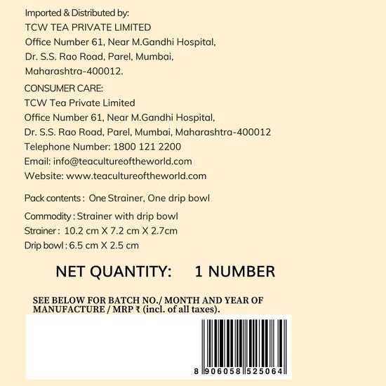 Tea Culture of the World Tea Strainer with Drip Bowl – Stainless Steel Fine Mesh Filter for Loose Leaf Tea