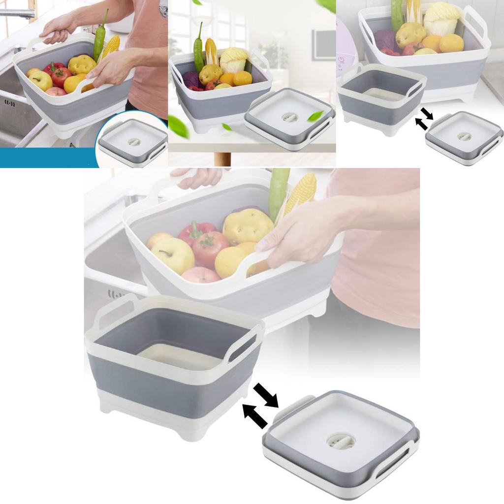 Portable Foldable Kitchen Sink Basket Large Capacity Plastic Storage Bin