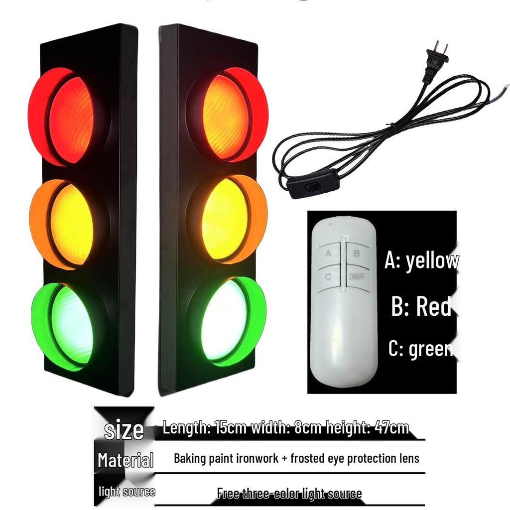 Industrial Retro LED Traffic Light Wall Lamp for Bar or Gallery Decor