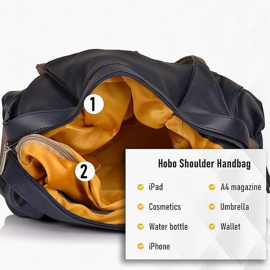 Fostelo Damen Vegan Leder Classics Handtasche Schultertasche Hobo Bag Damen Geldbörse (Groß)