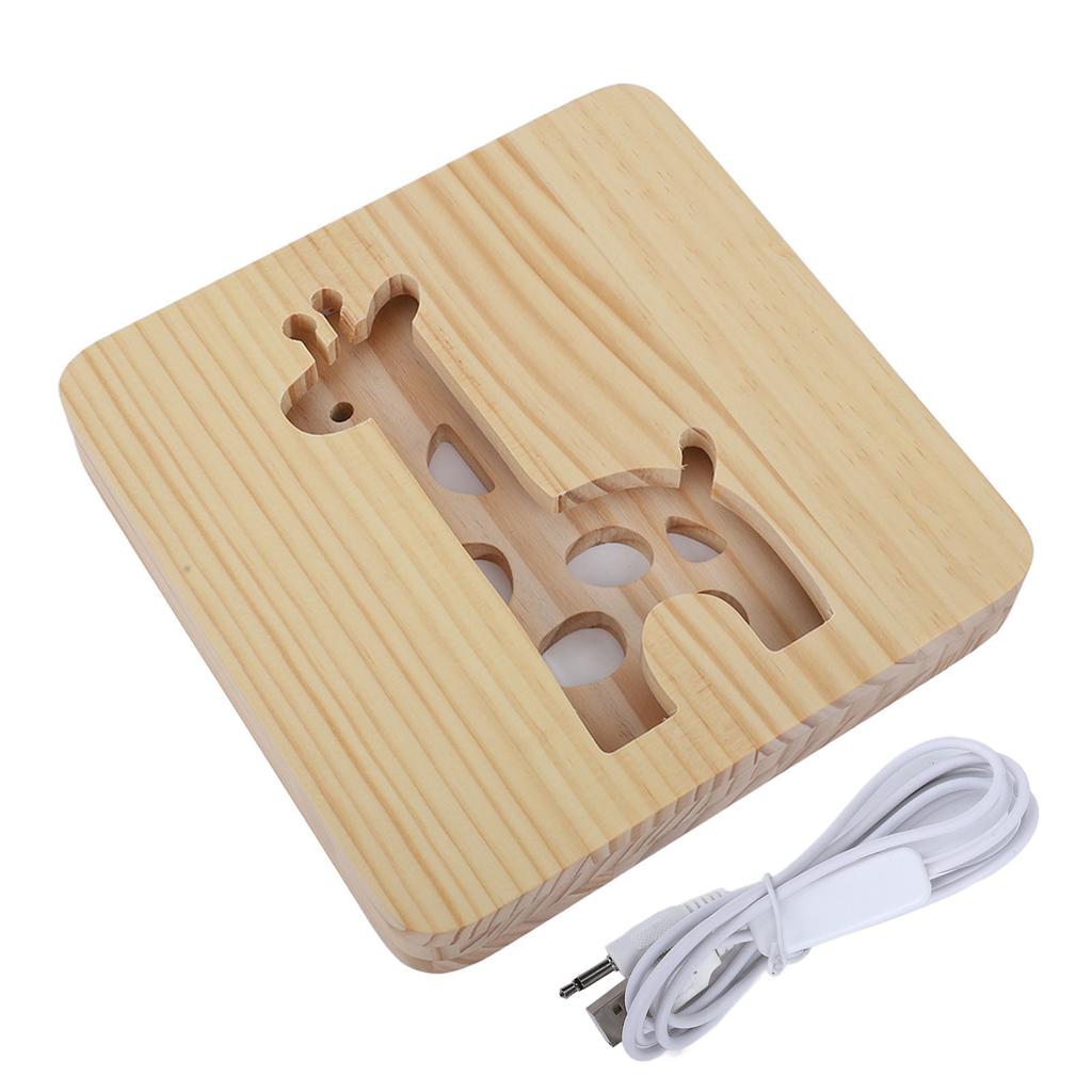 3D Giraffe Wooden Lamp 360 Degree Irradiation Hollow Pattern Warm White Light LED Wooden Night Light