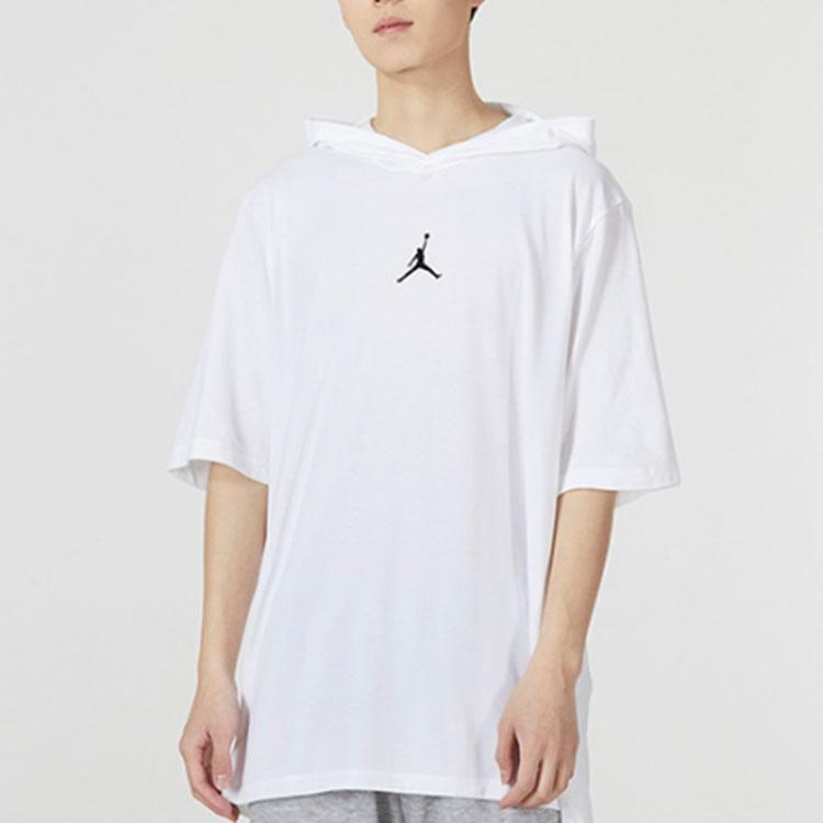Pánské tričko s kapucí Air Jordan jednobarevné krátký rukáv 'Bílá' DA9872-100