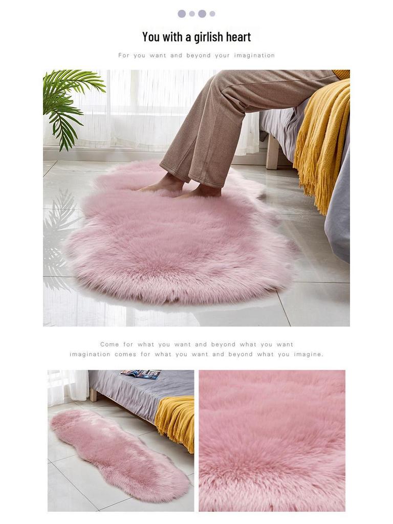 Irregular Sheep-Shaped Wool Rug – Long Pile Bedside Mat for Living Room, Bay Window, or Sofa Front